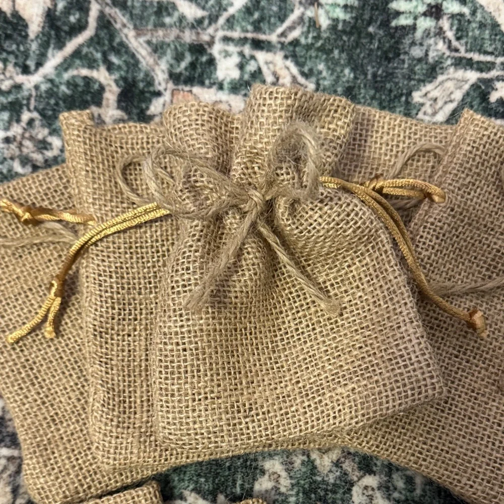 Set of Burlap Gift Bags with Drawstring